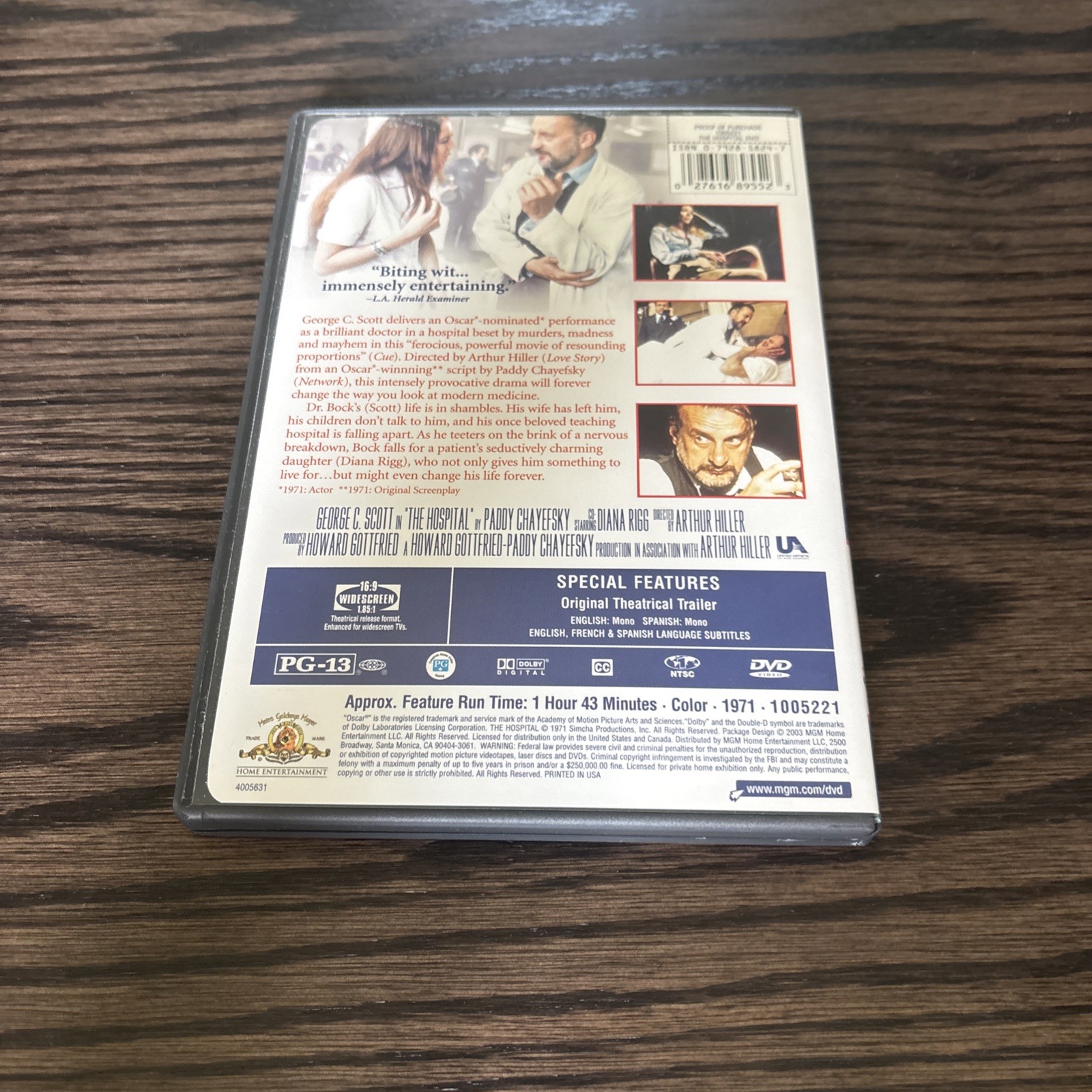 The Hospital (DVD, 1971) – George C. Scott & Diana Rigg Rare OOP