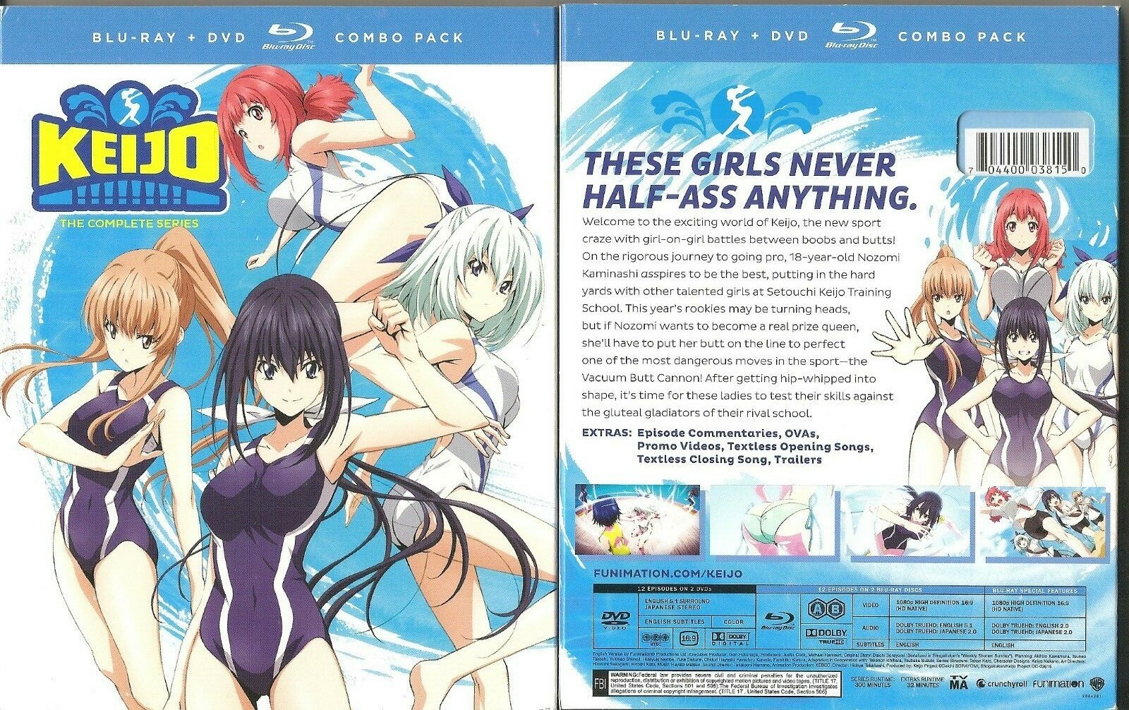 Keijo: The Complete Anime Series (Blu-ray/DVD Disc, 2018, 4-Disc Set) BRAND NEW