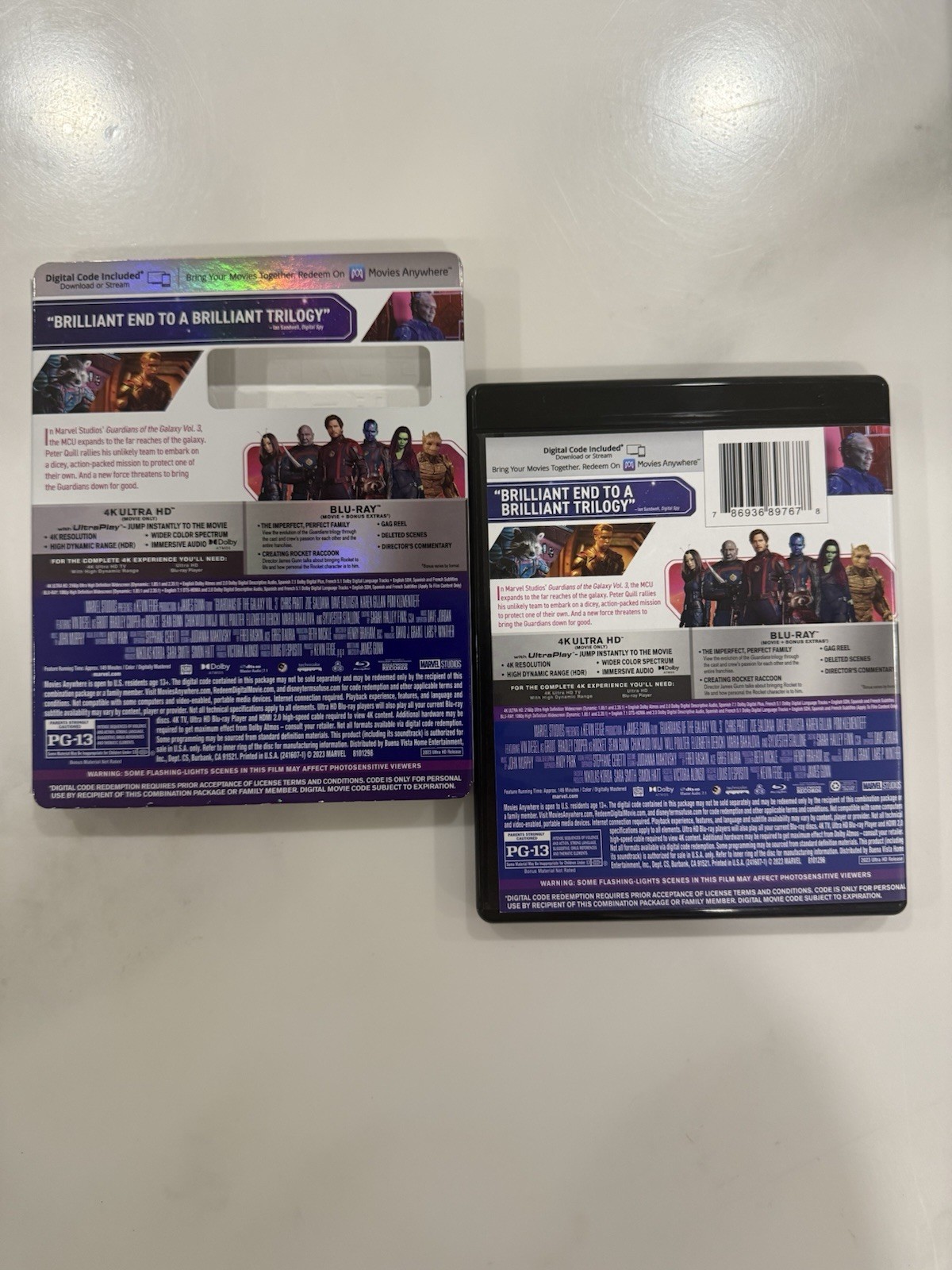 Marvel Guardians of the Galaxy Vol 1 2 3 SLIPCOVERS (4K UHD + Blu-ray) *📦 SHIP*