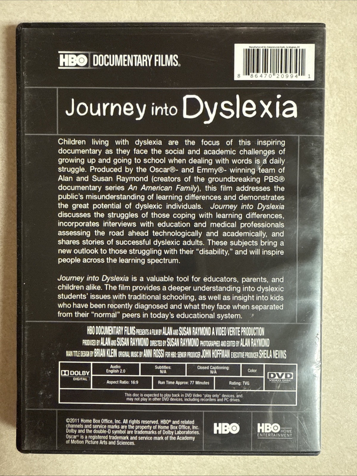 Journey Into Dyslexia (DVD, 2011)