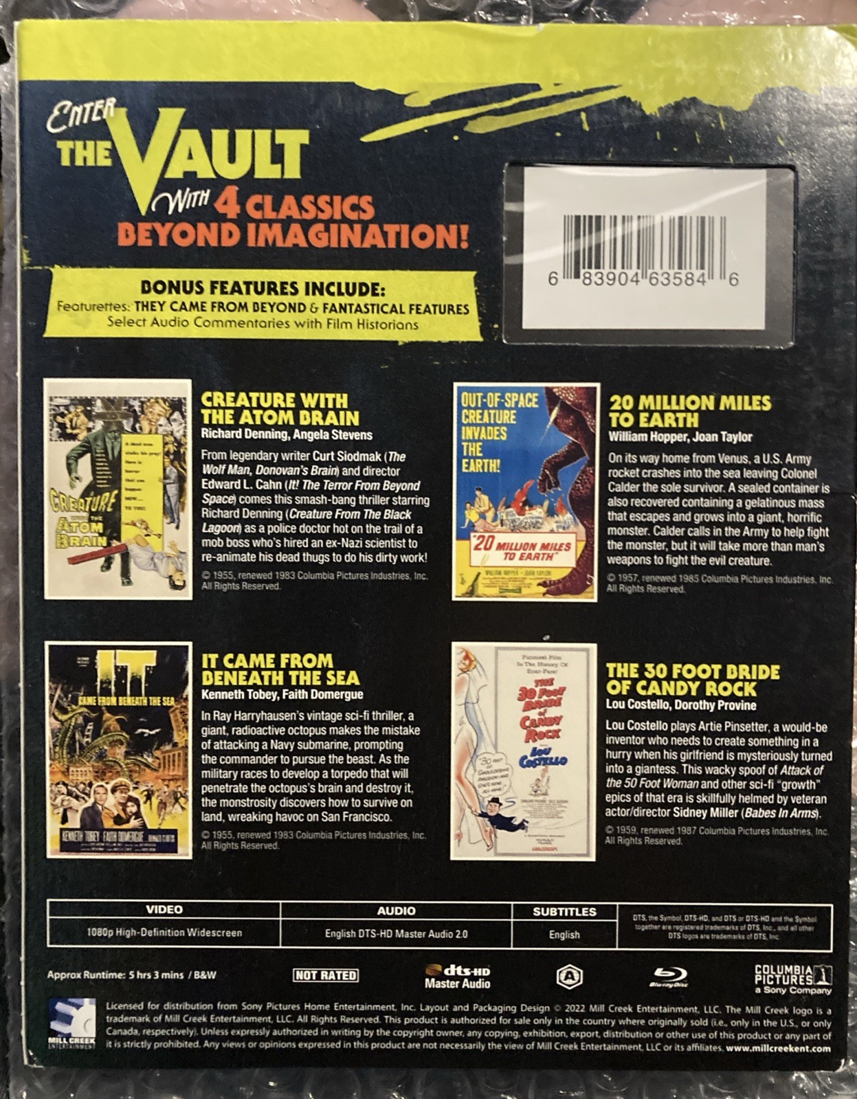 Sci-Fi From the Vault: 4 Films [New Blu-ray] 2 Pack, Mono Sound Sealed