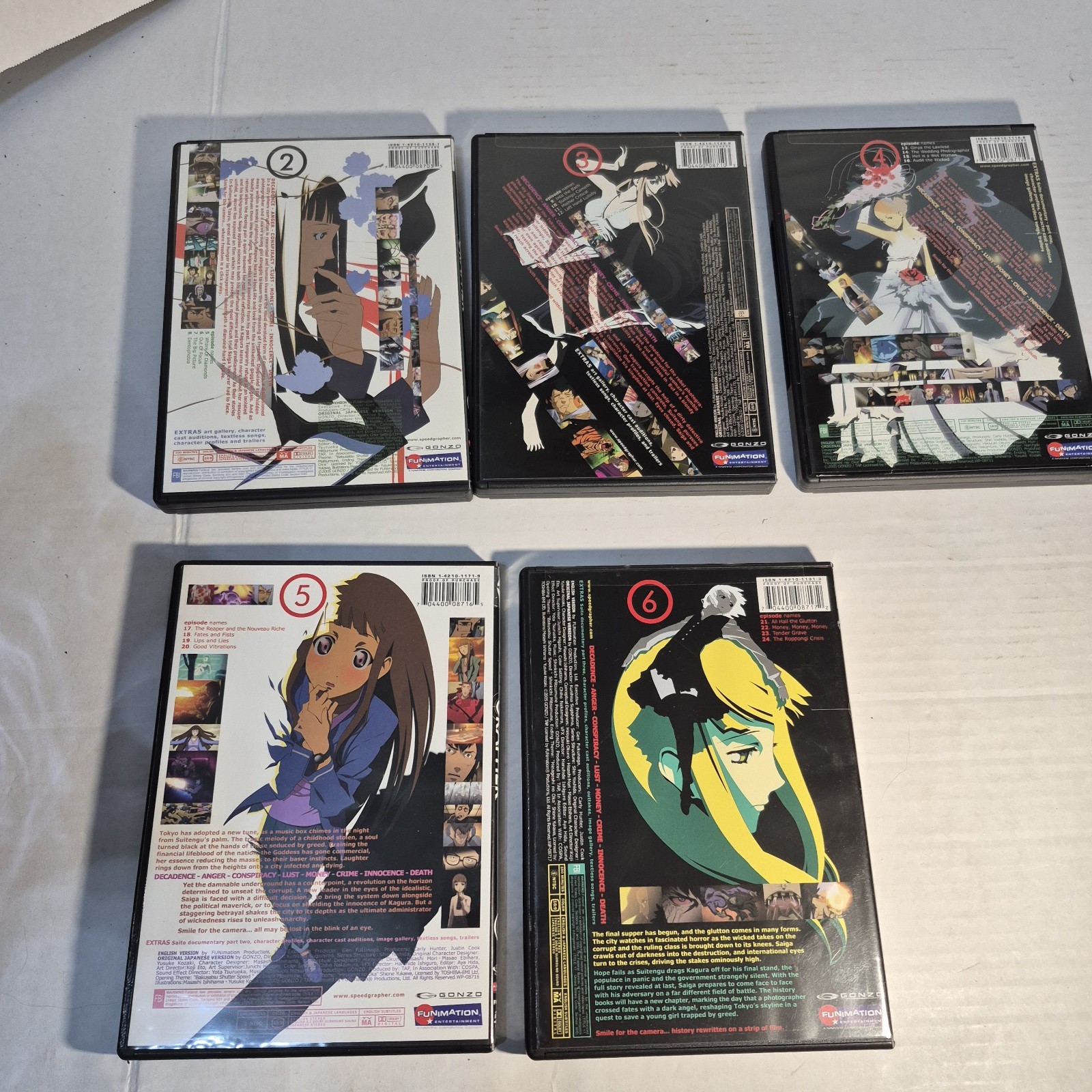 Speed Grapher The Viridian Collection Anime DVD Lot Volumes 2-6