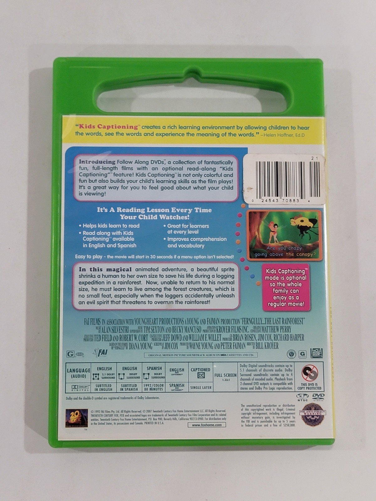 Fern Gully The Last Rainforest – Follow Along DVD (DVD, 1992)