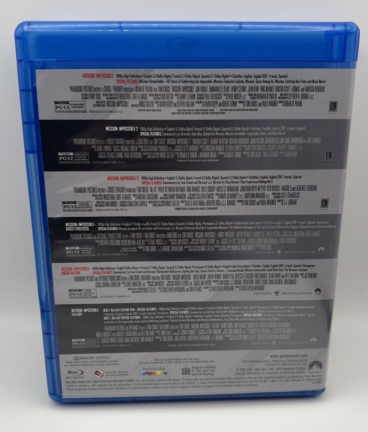 Mission: Impossible-6-Movie Collection (Blu-ray) 7 Discs – Like New – Tom Cruise