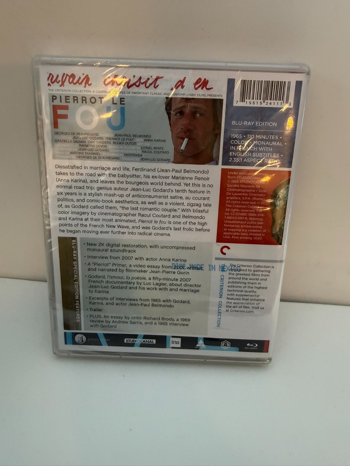 Pierrot Le Fou – Criterion Collection Blu-ray – New Sealed