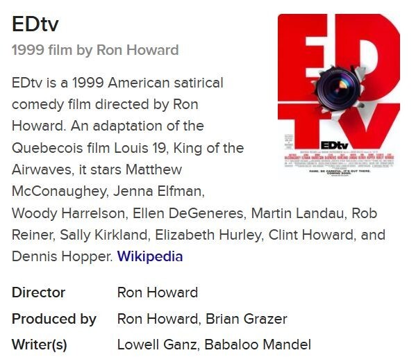 EDtv (DVD,1999,Collector’s Edition,Widescreen)Matthew McConaughey,Not a Scratch!