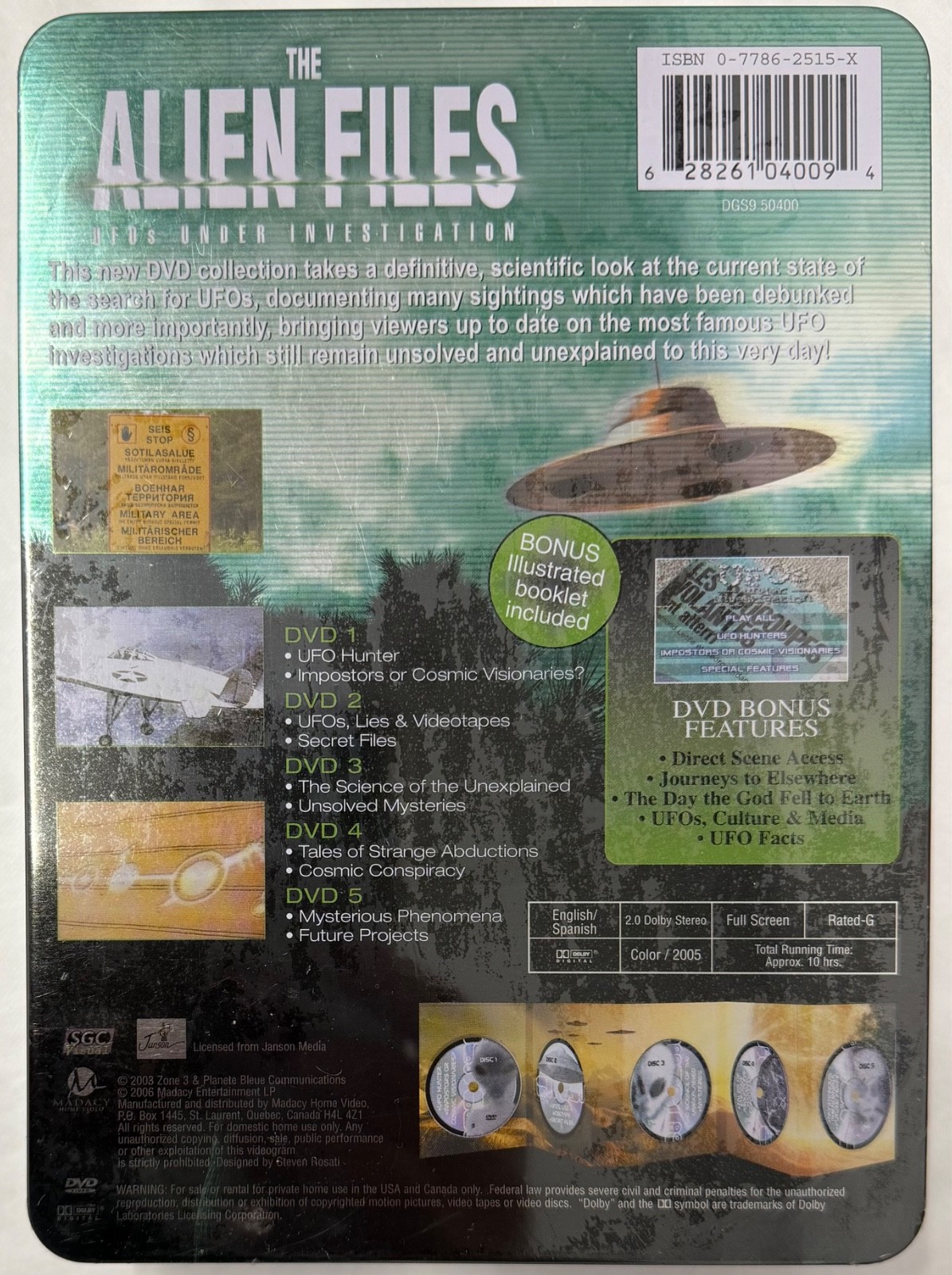 SEALED Alien Files (DVD, 2007, 5-Disc Set, Collectors Tin) UFOS Under Investigat