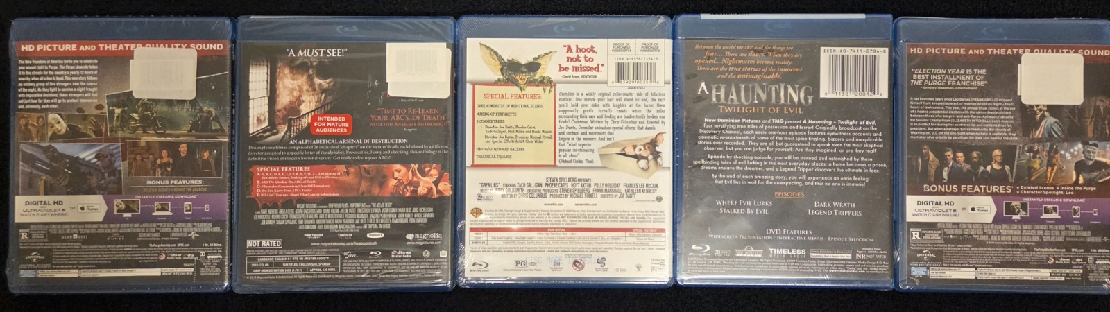 The Purge & Gremlins 5 Blu-ray DVD Lot Horror Movies Joe Dante Zach Galligan NEW