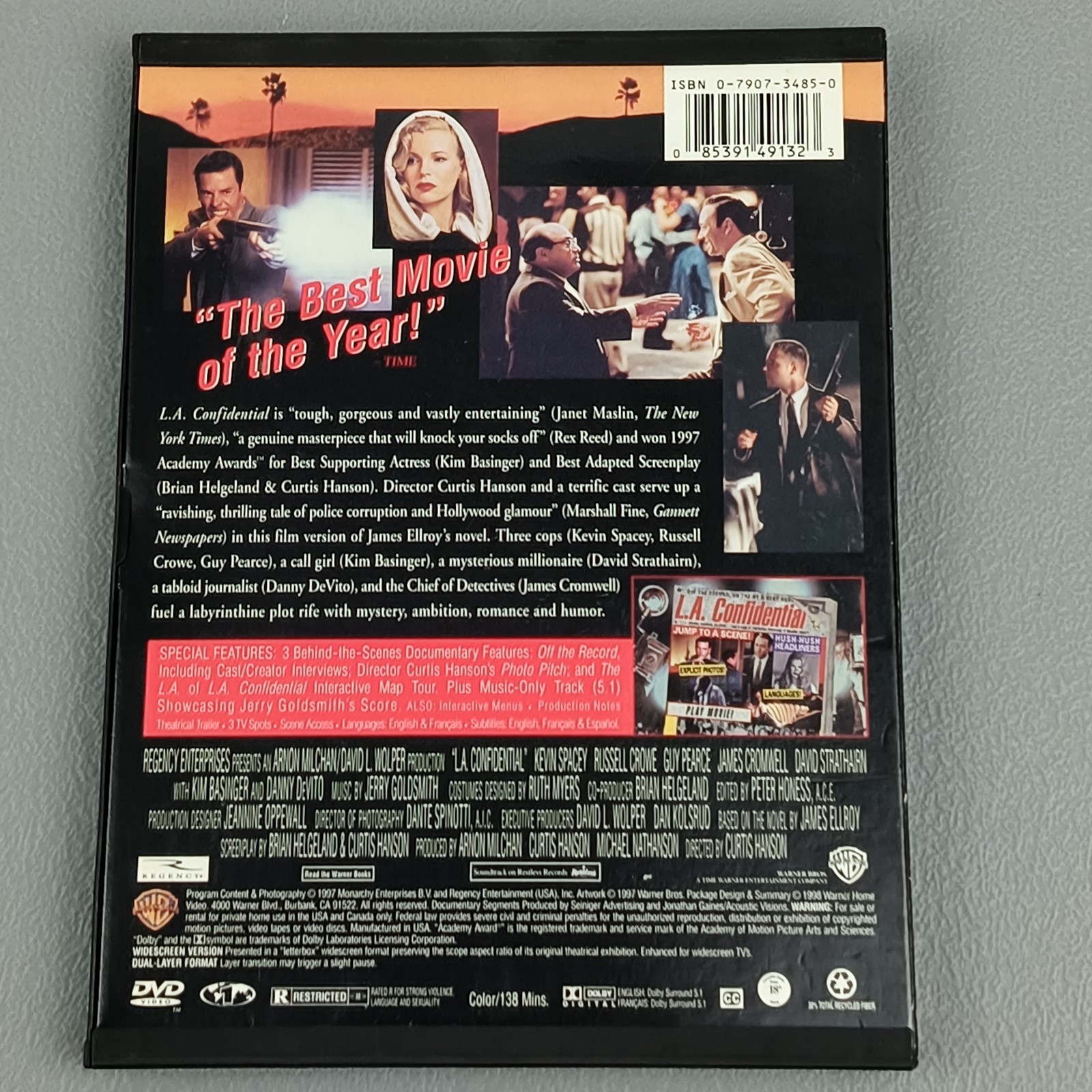LA Confidential Movie Basinger Devito Spacey Crowe Academy Awards 085391491323