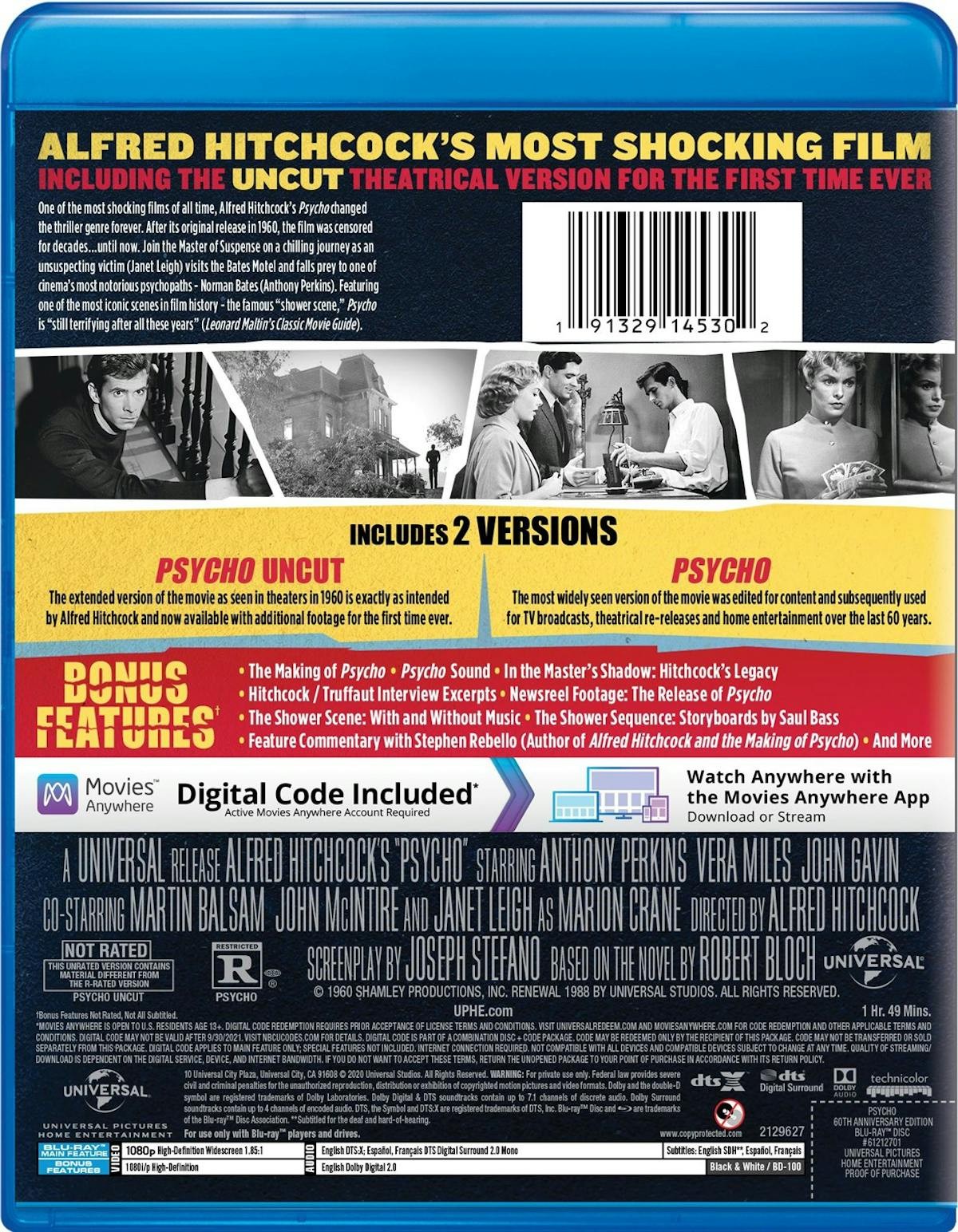 Psycho Blu-ray Anthony Perkins NEW