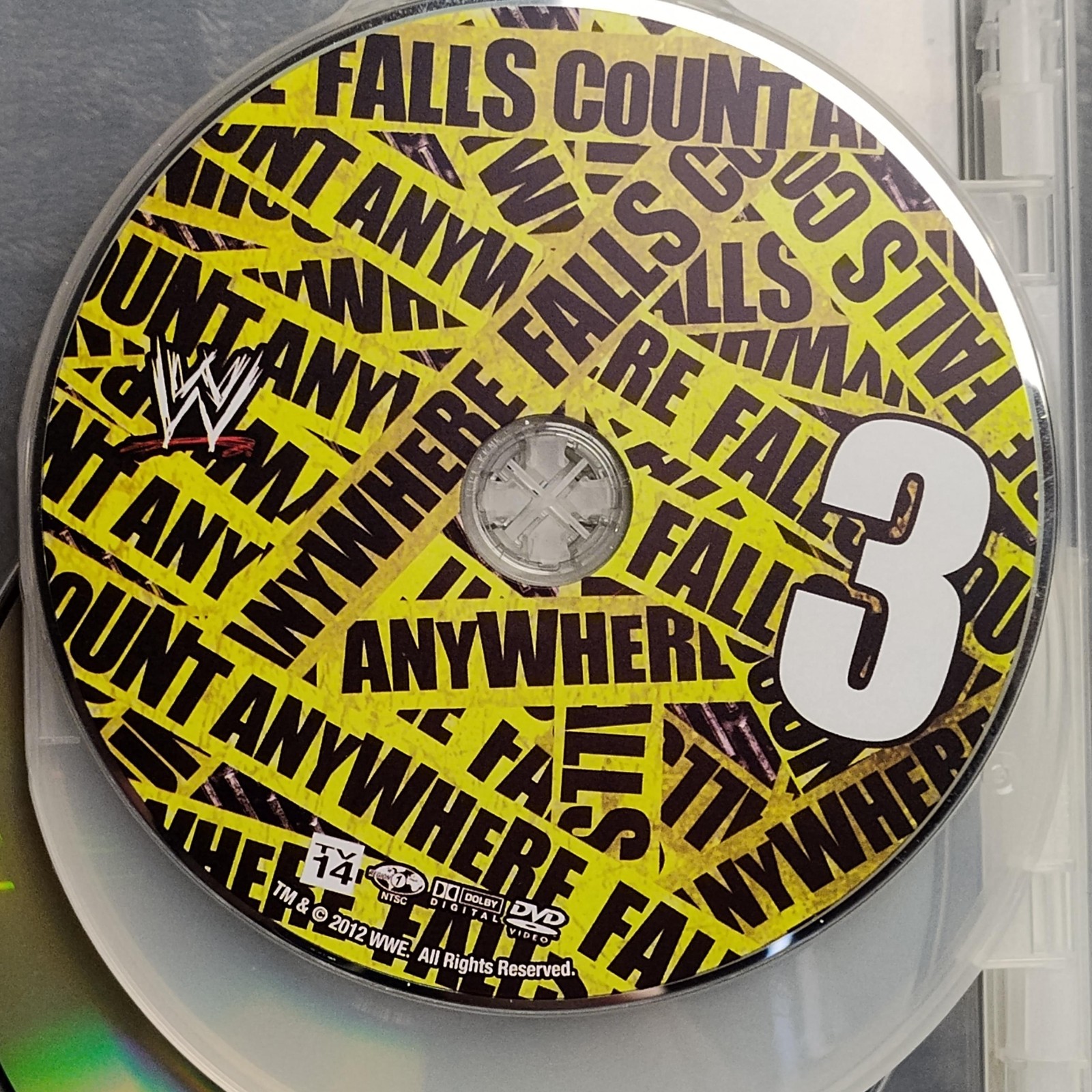 ER WWE Falls Count Anywhere Yellow DVD 3 Disc Set 2012 Wrestling NTSC TV-14