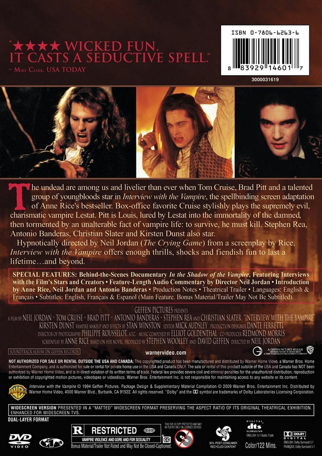 Interview With the Vampire DVD Tom Cruise NEW