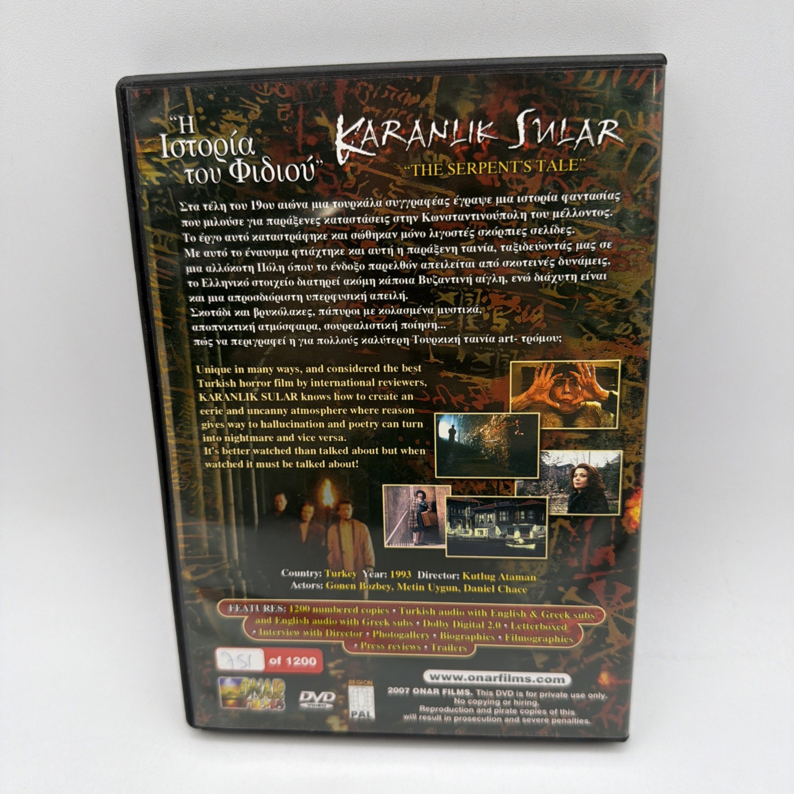 Karanlik Sular (The Serpent’s Tale) DVD ALL Region PAL #751/1200 Turkish Horror