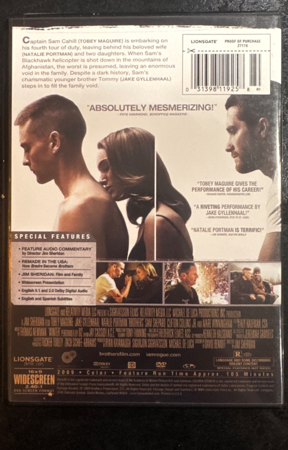 Brothers (DVD, 2009) 2 Golden Globe Nominations!