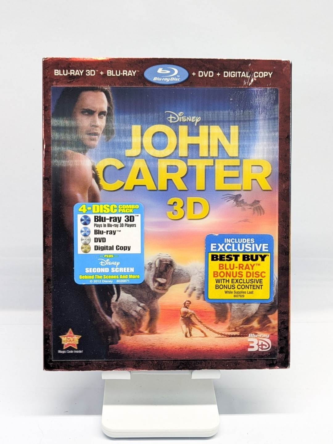 John Carter 3D Blu-ray 3D/Blu-ray/DVD W/Lenticular Slipcover RARE OOP NEW SEALED