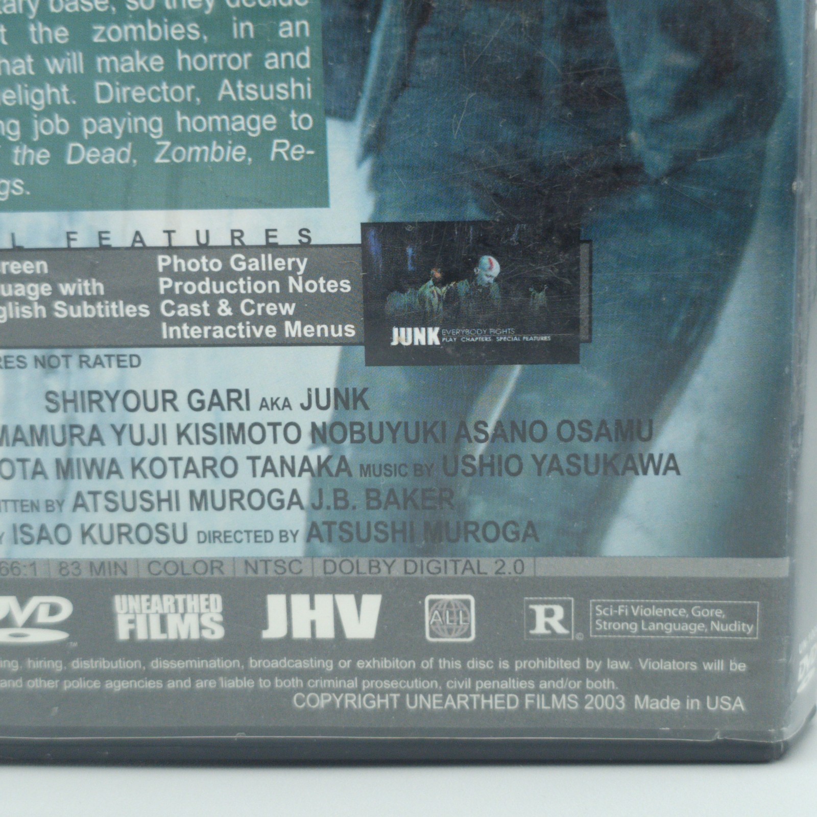 Junk 2003 DVD Widescreen Unearthed Films Region 0 Former Hollywood Video