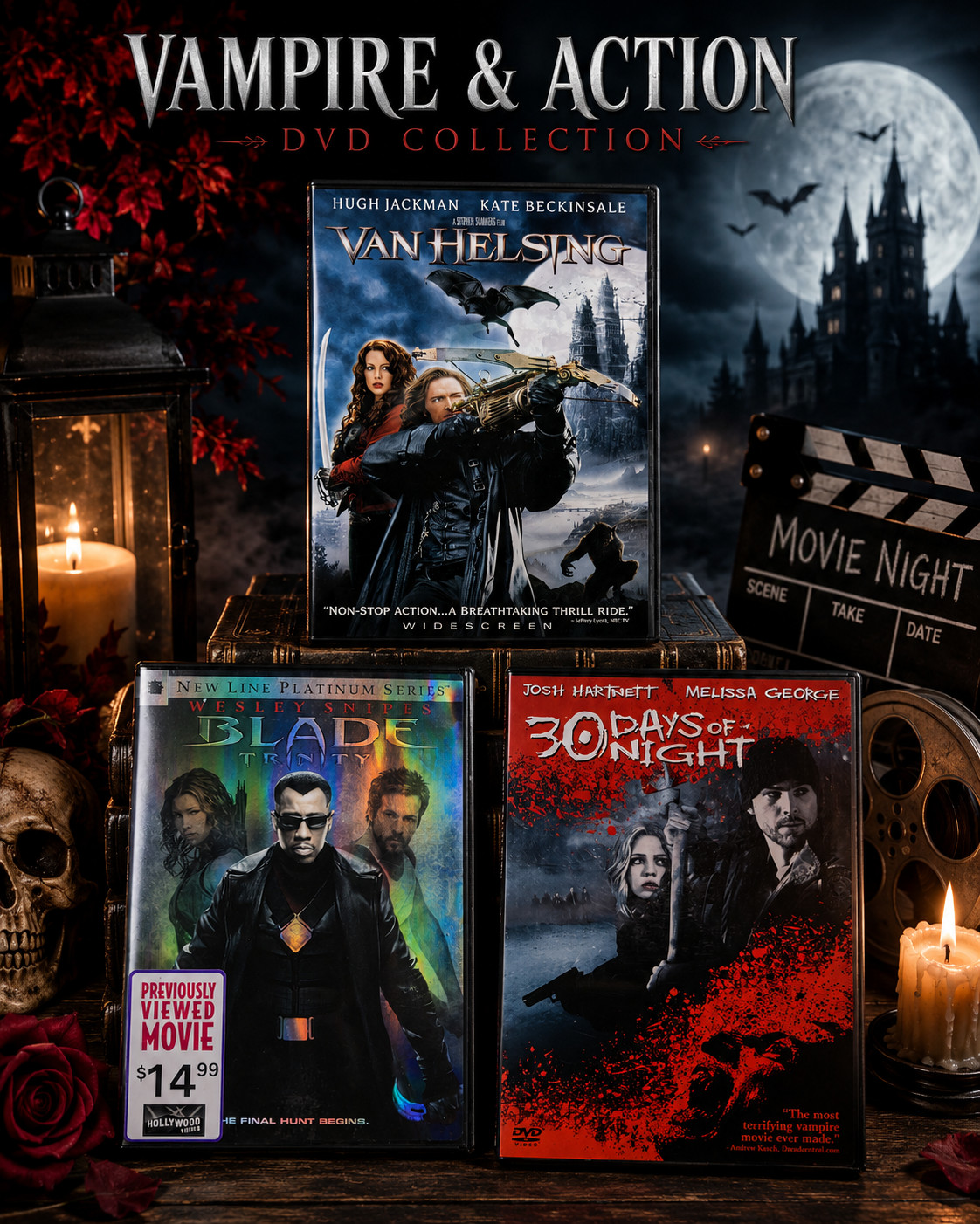 Van Helsing + Blade Trinity + 30 Days of Night DVD Horror Vampire Lot