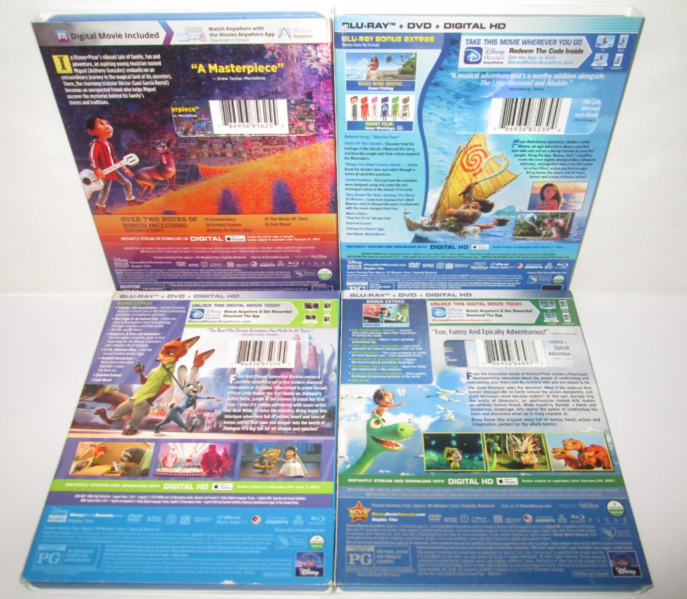 Disney Blu-ray Lot (10) Moana – Beauty Beast – Coco – Zootopia – Mermaid -Frozen