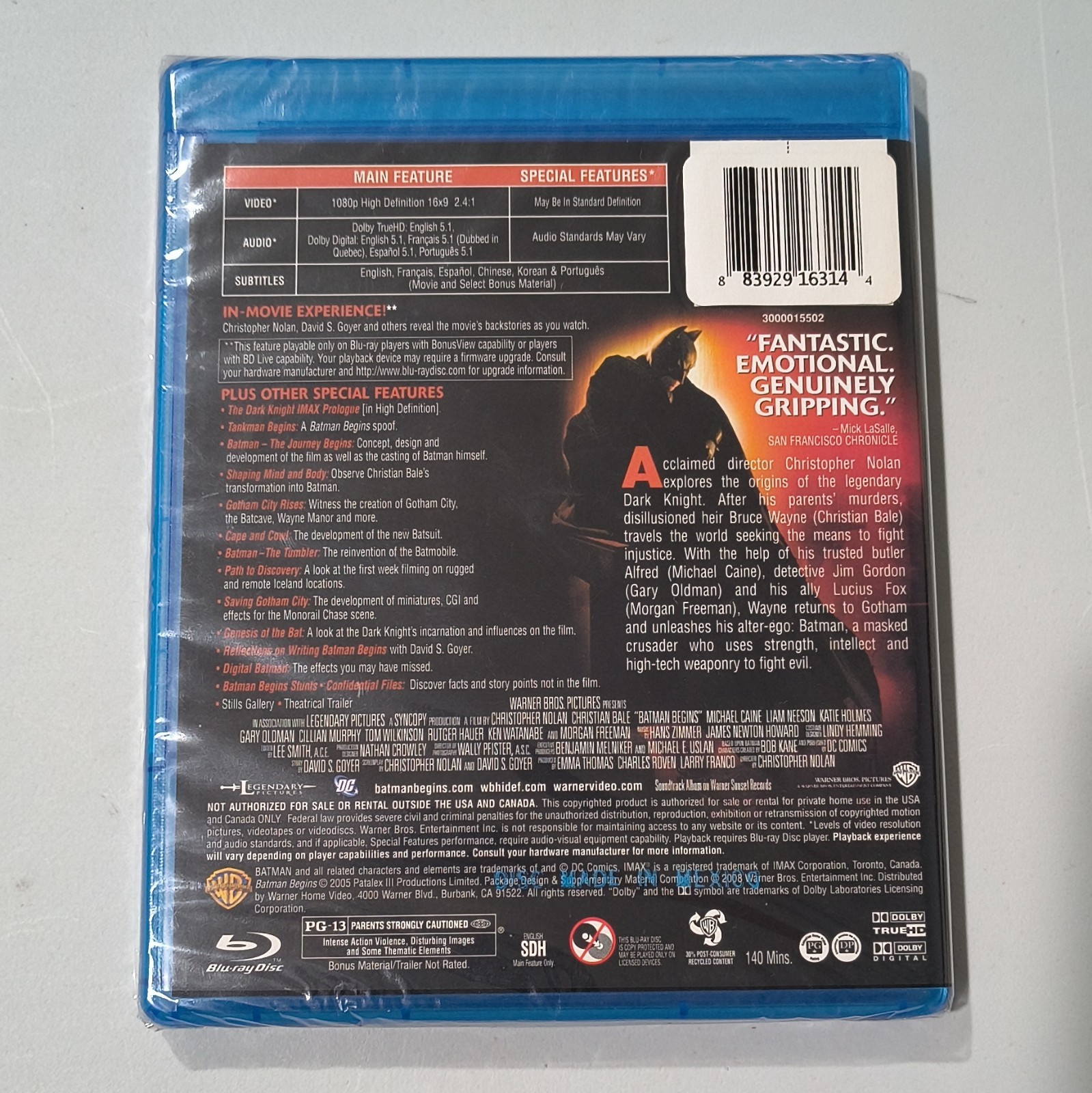 Warner Home Video Batman Begins (Blu-ray, 2005) PG-13 140 min 1080p