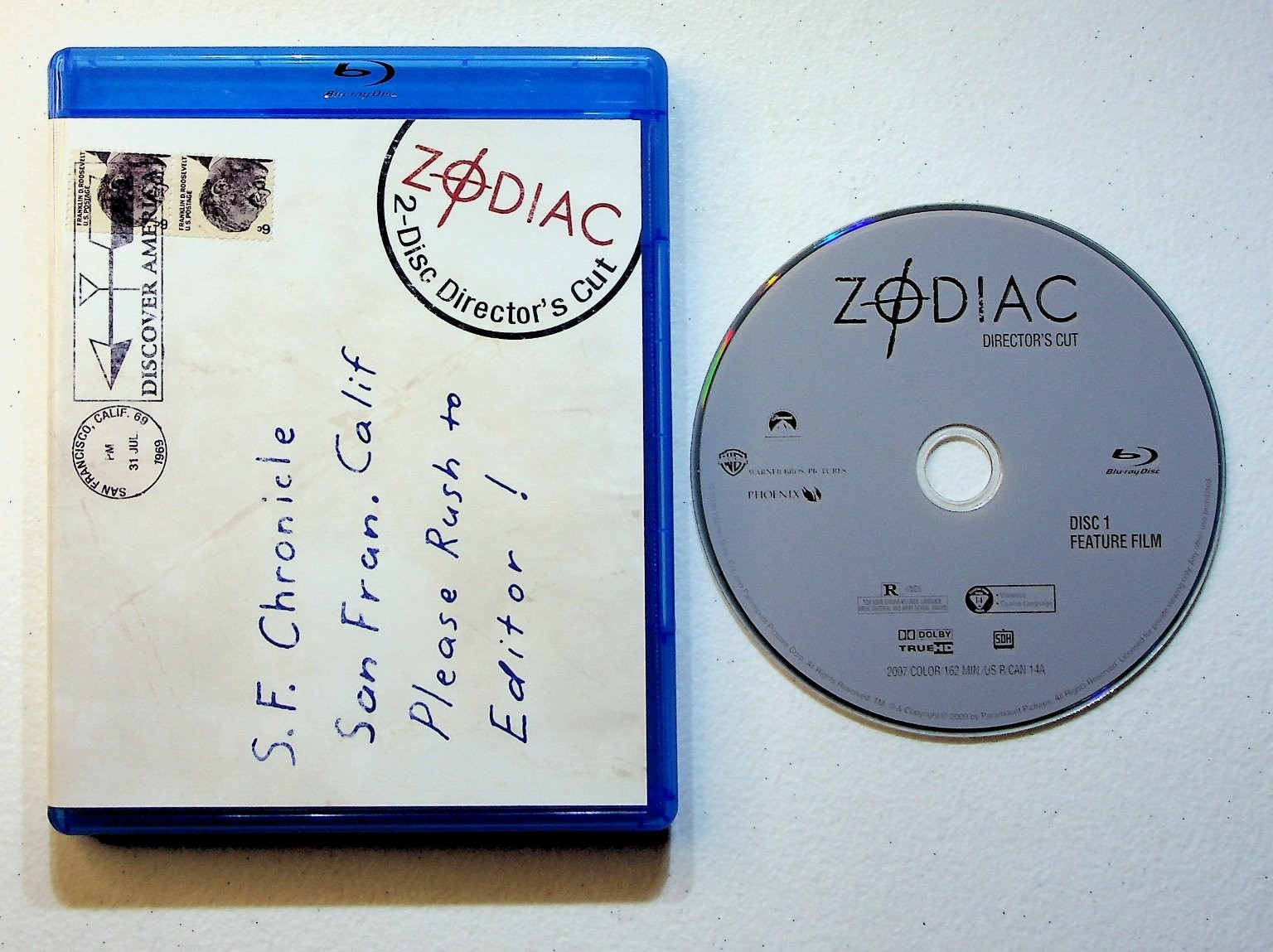 Zodiac Blu-ray 2007 Director’s Cut Fincher Gyllenhaal Ruffalo Downey Jr.