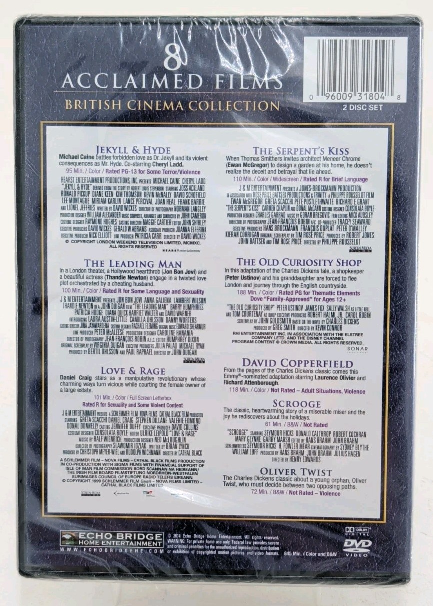 British Cinema Collection DVD 2014 8 Acclaimed Films Michael Caine Daniel Craig