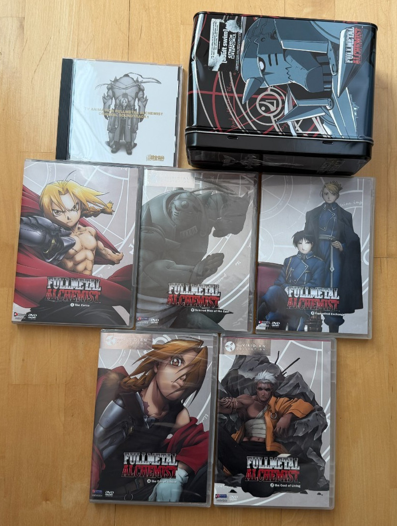 FullMetal Alchemist Series Black Tin Box Collectors Set Vol 1-5 DVDs and CD