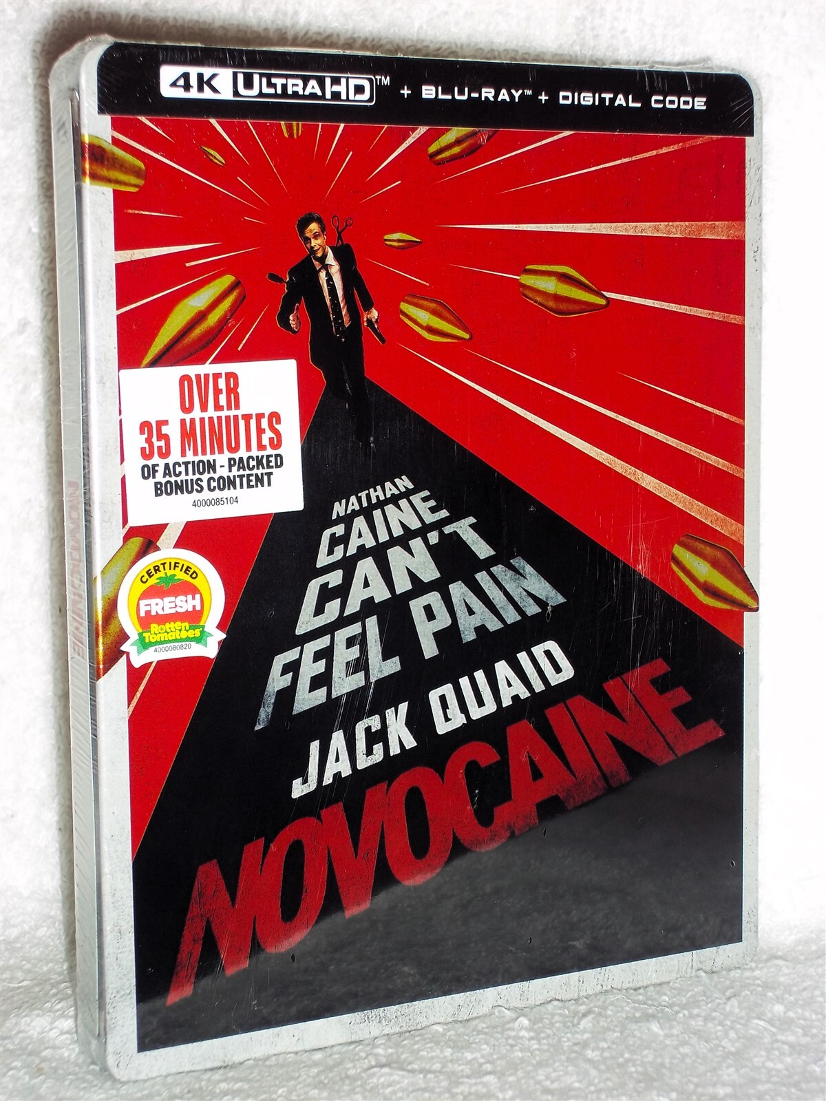 Novocaine (4K/Blu-ray, 2025, STEELBOOK) NEW Jack Quaid Amber Midthunder action