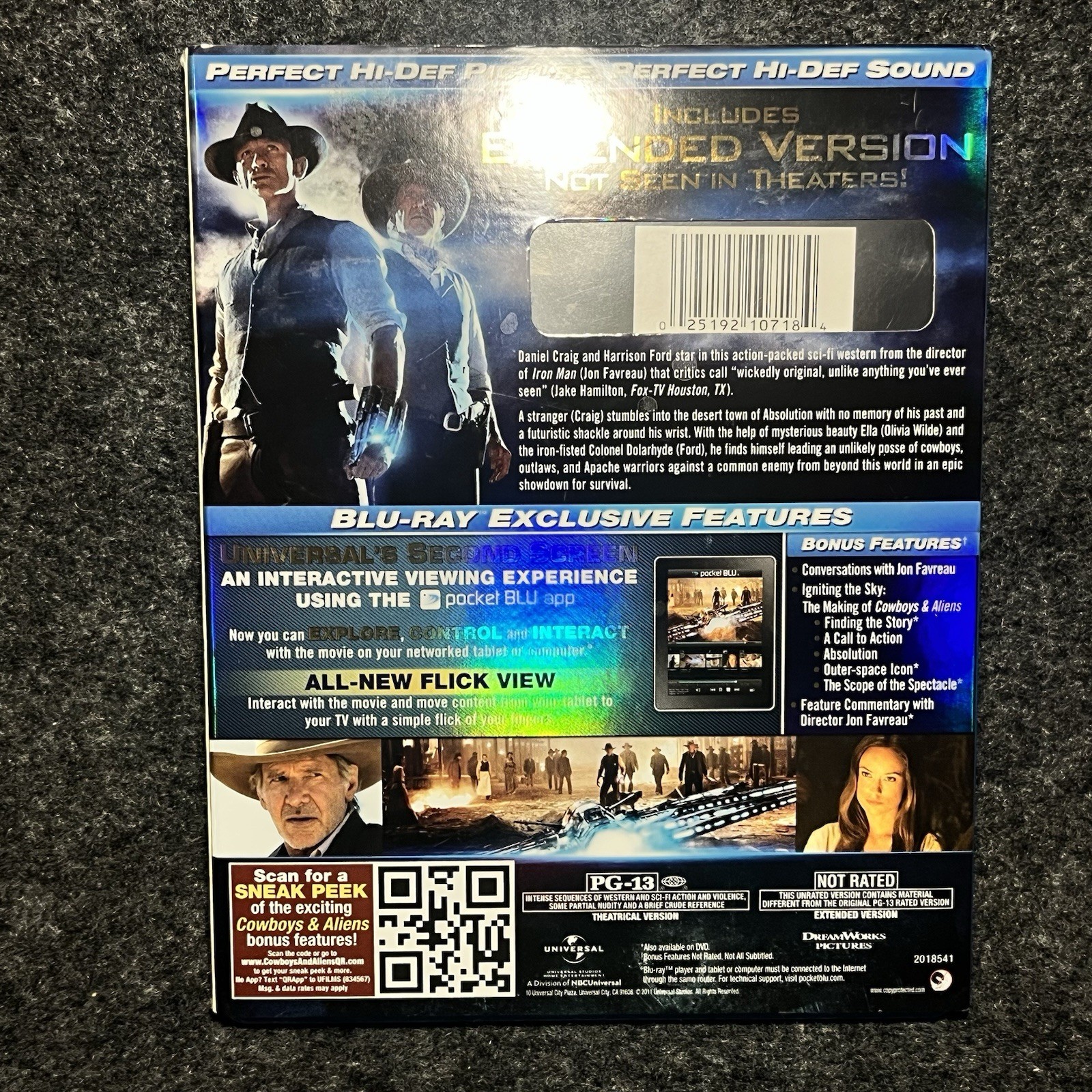 Cowboys & Aliens Extended Edition Blu-ray DVD Combo Pack Slipcover 2-Disc