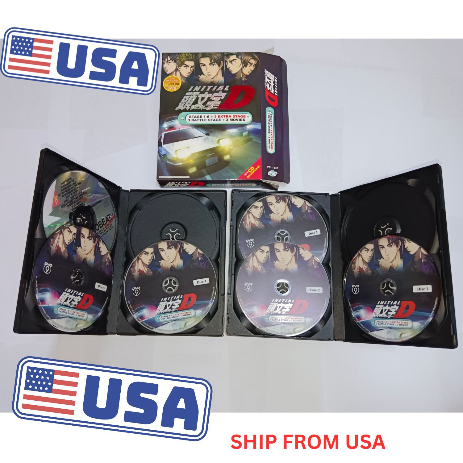 DVD INITIAL D (Stage 1-6)+3 Movies+Extra COMPLETE SET Ship From USA