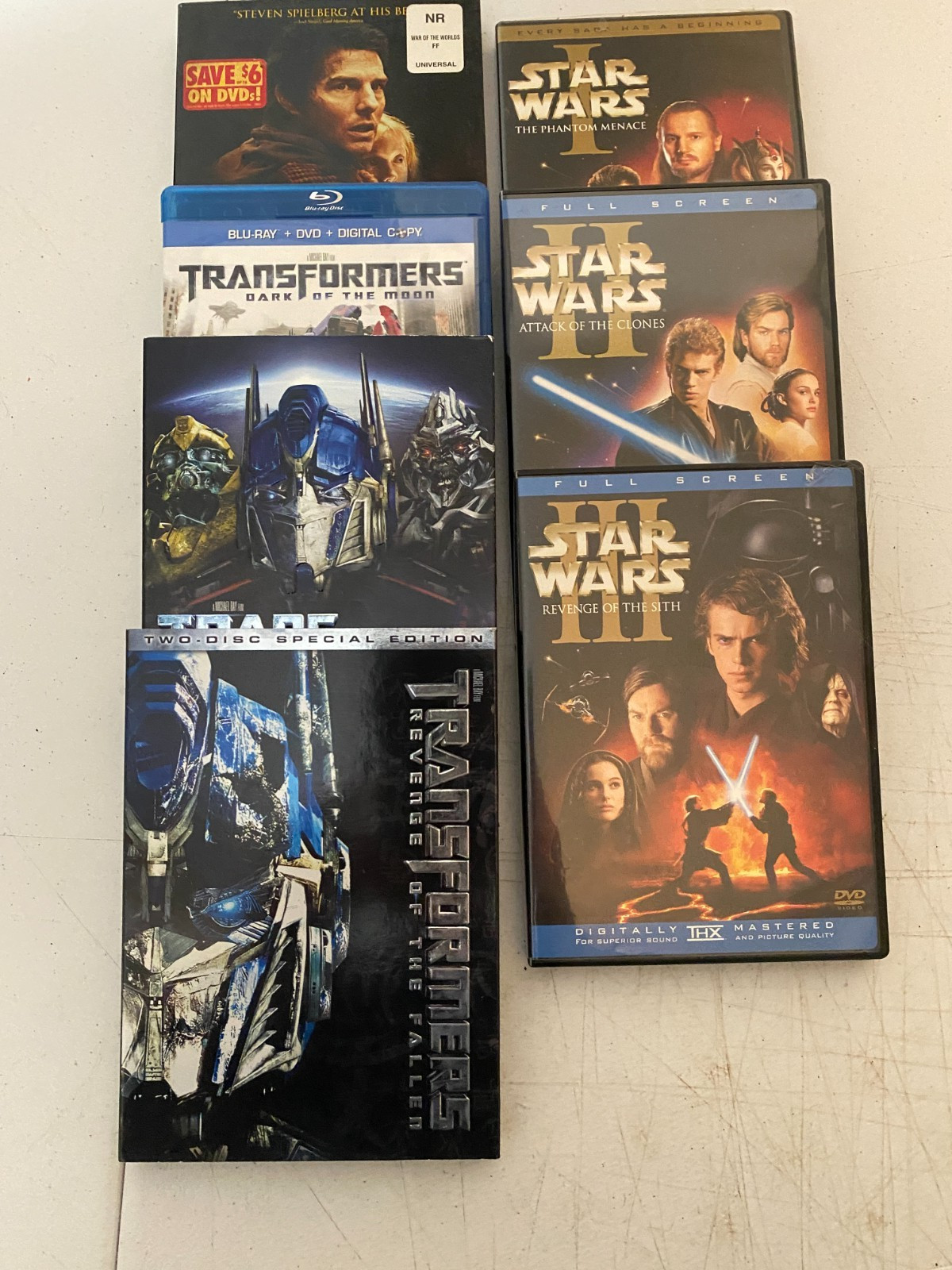 Star Wars Transformers Sci-Fi Movie Lot DVD Blu-ray War of the Worlds 7pc lot