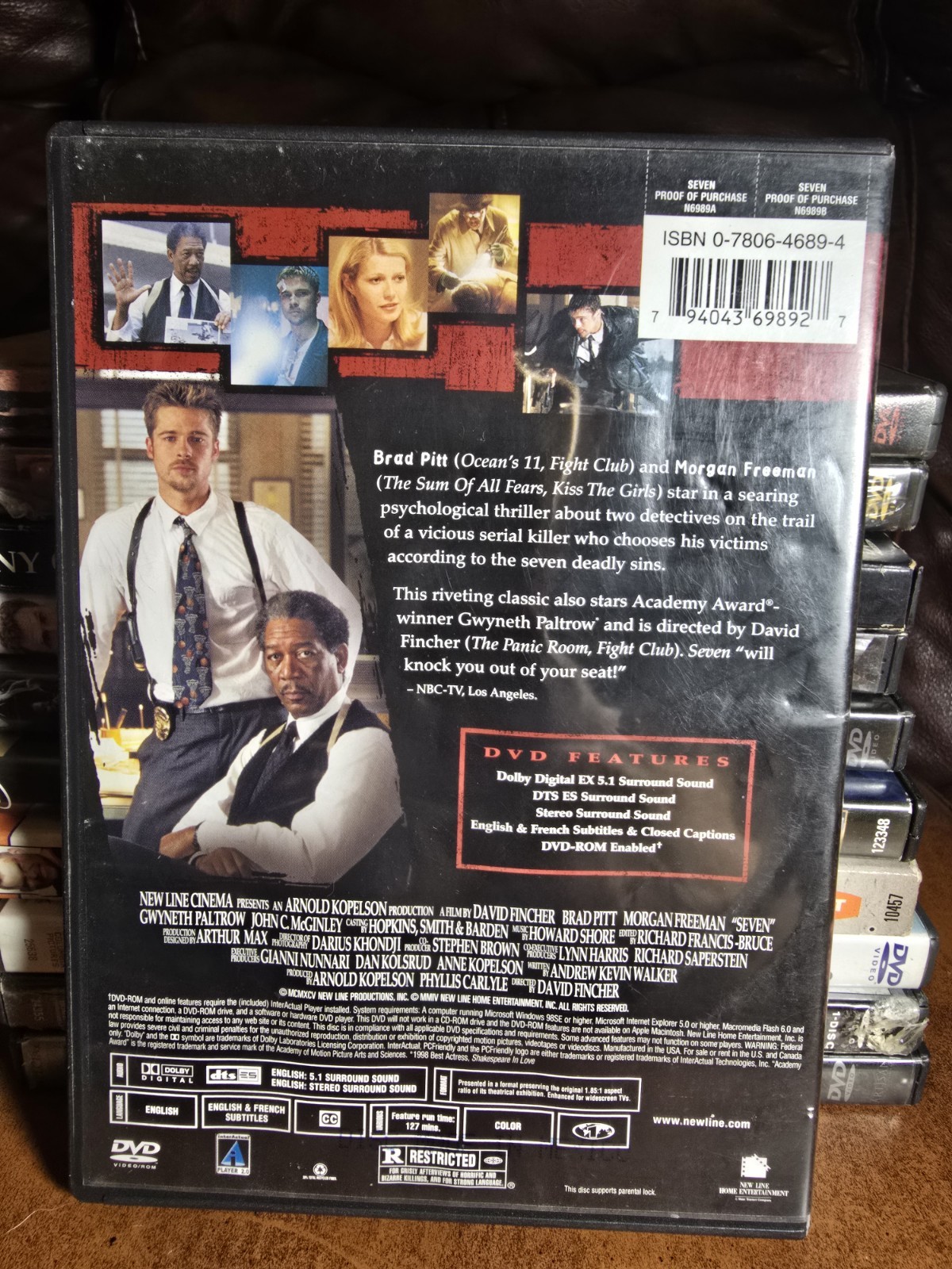 New Line Home Entertainment Se7en DVD David Fincher R Brad Pitt 127 min