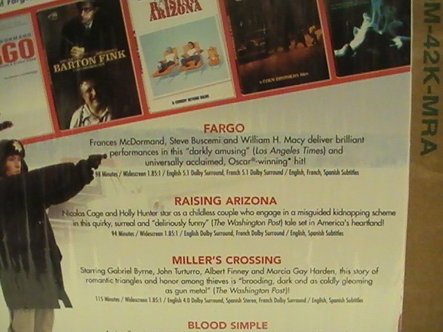 Coen Brothers Gift Set 5 DVD 2007 Fargo Arizona Nicolas Cage Hunter Buscemi Fink
