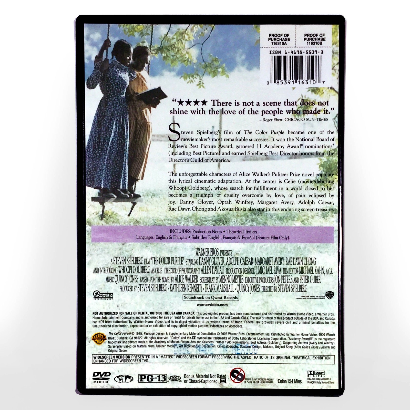 The Color Purple (DVD, 1985, Widescreen) Danny Glover Rae Dawn Chong