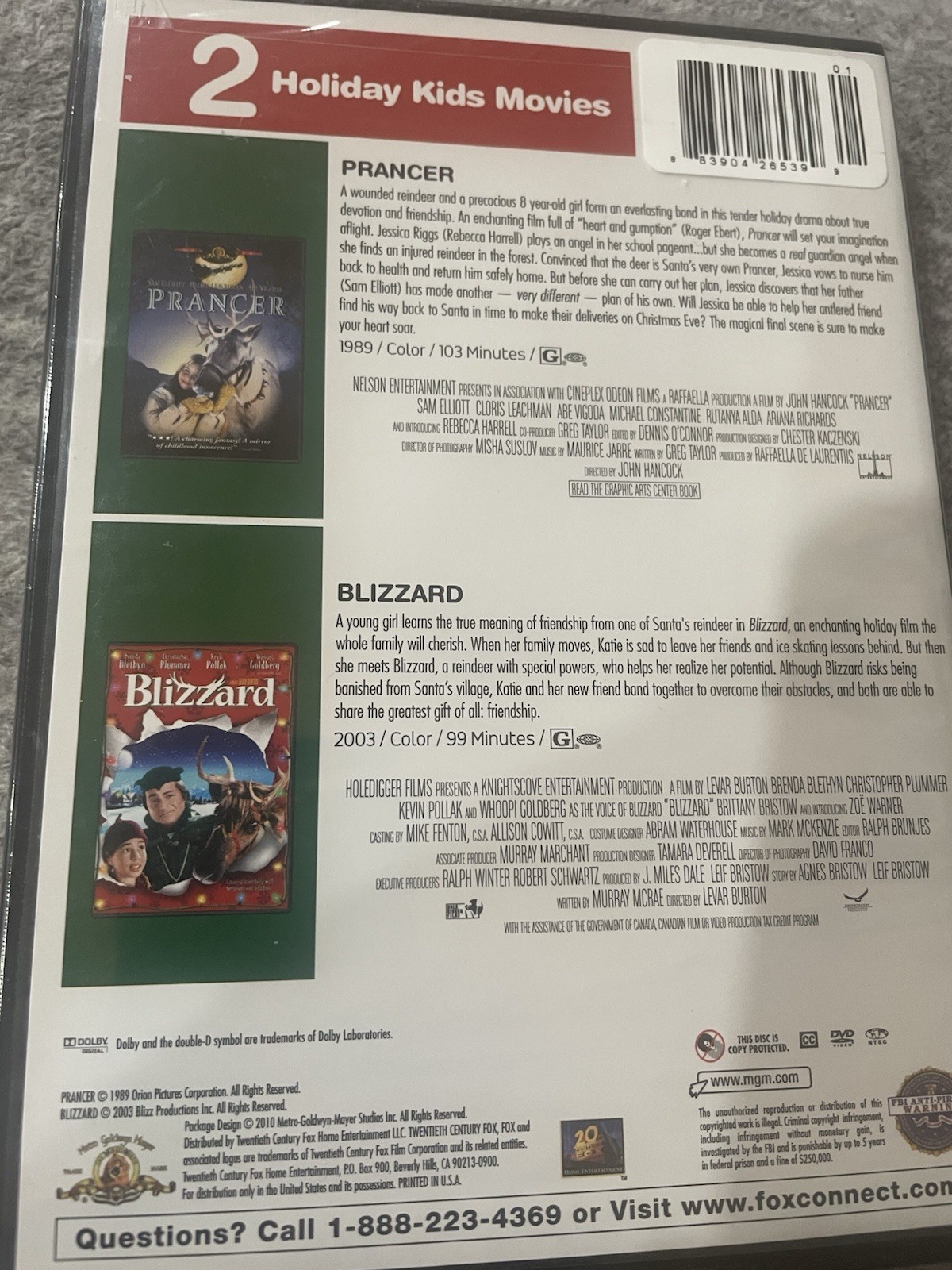 Blizzard & Prancer (DVD, 2010) MGM Movie Collection / NEW