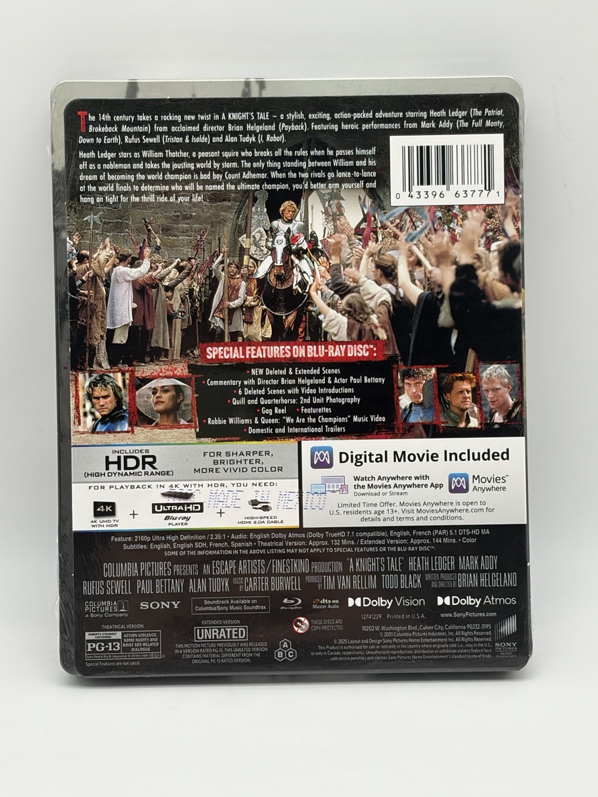 A Knight’s Tale w. Steelbook (4K UHD + Blu-ray + Digital, 2005, Region Free)