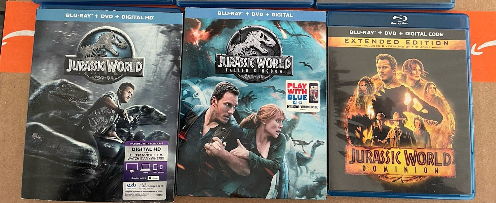 Jurassic World Trilogy Fallen Kingdom Dominion Blu-ray 3 Movies