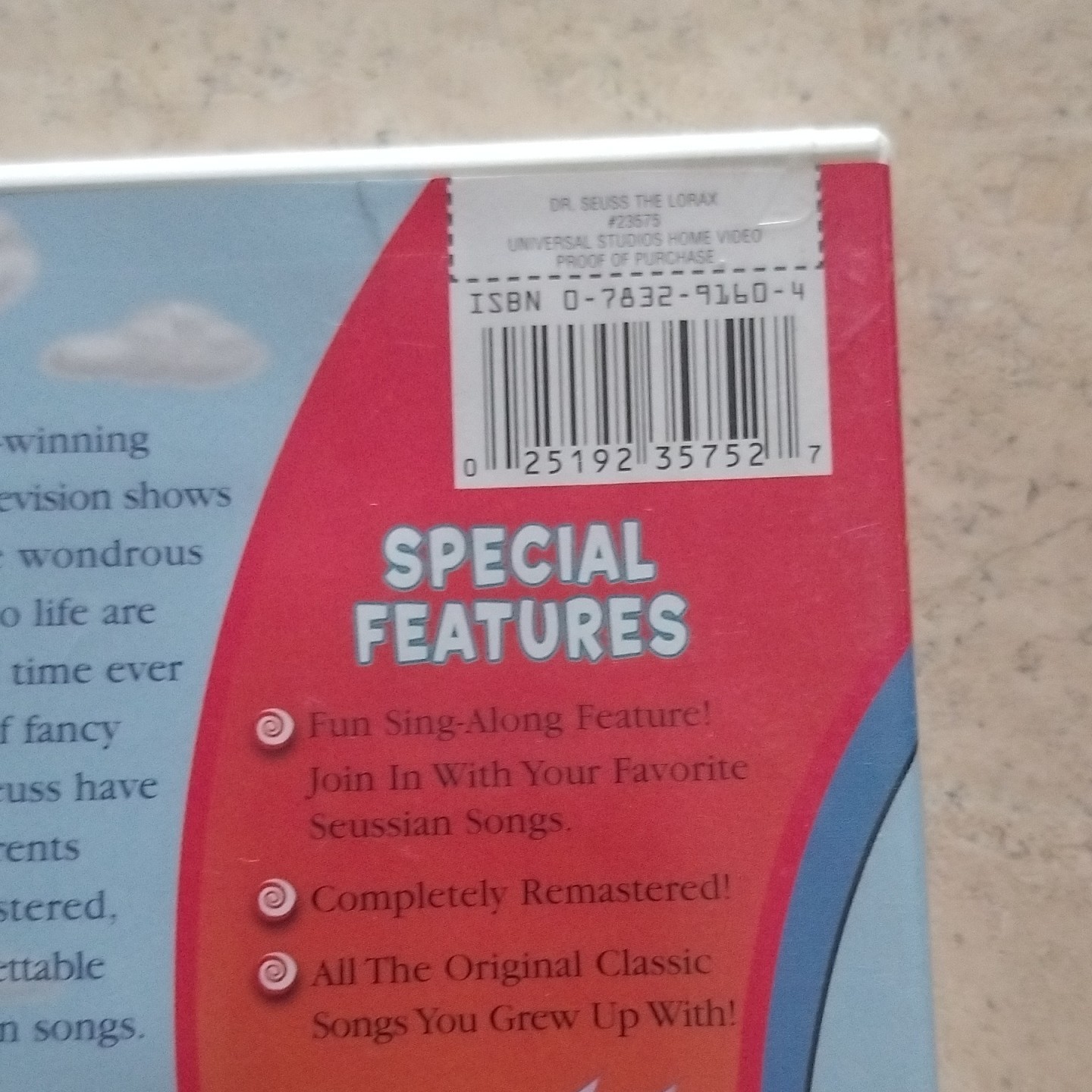 Universal Dr. Seuss The Lorax DVD Remastered Sing-Along 2003 NR 1.33:1
