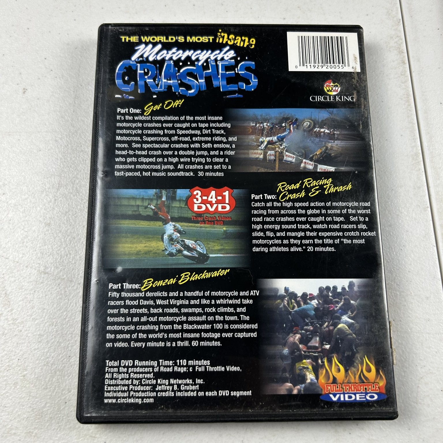 Motorcycle Crashes DVD 110 Min 3-in-1 Full Throttle Video