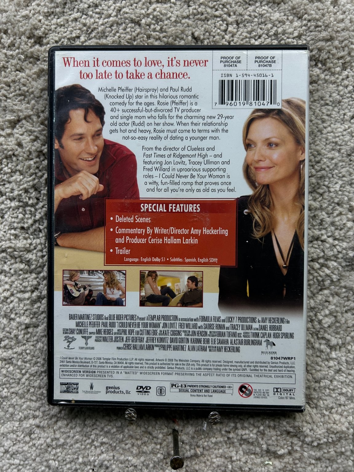 I Could Never Be Your Woman DVD 2008 Michelle Pfeiffer Paul Rudd Amy Heckerling