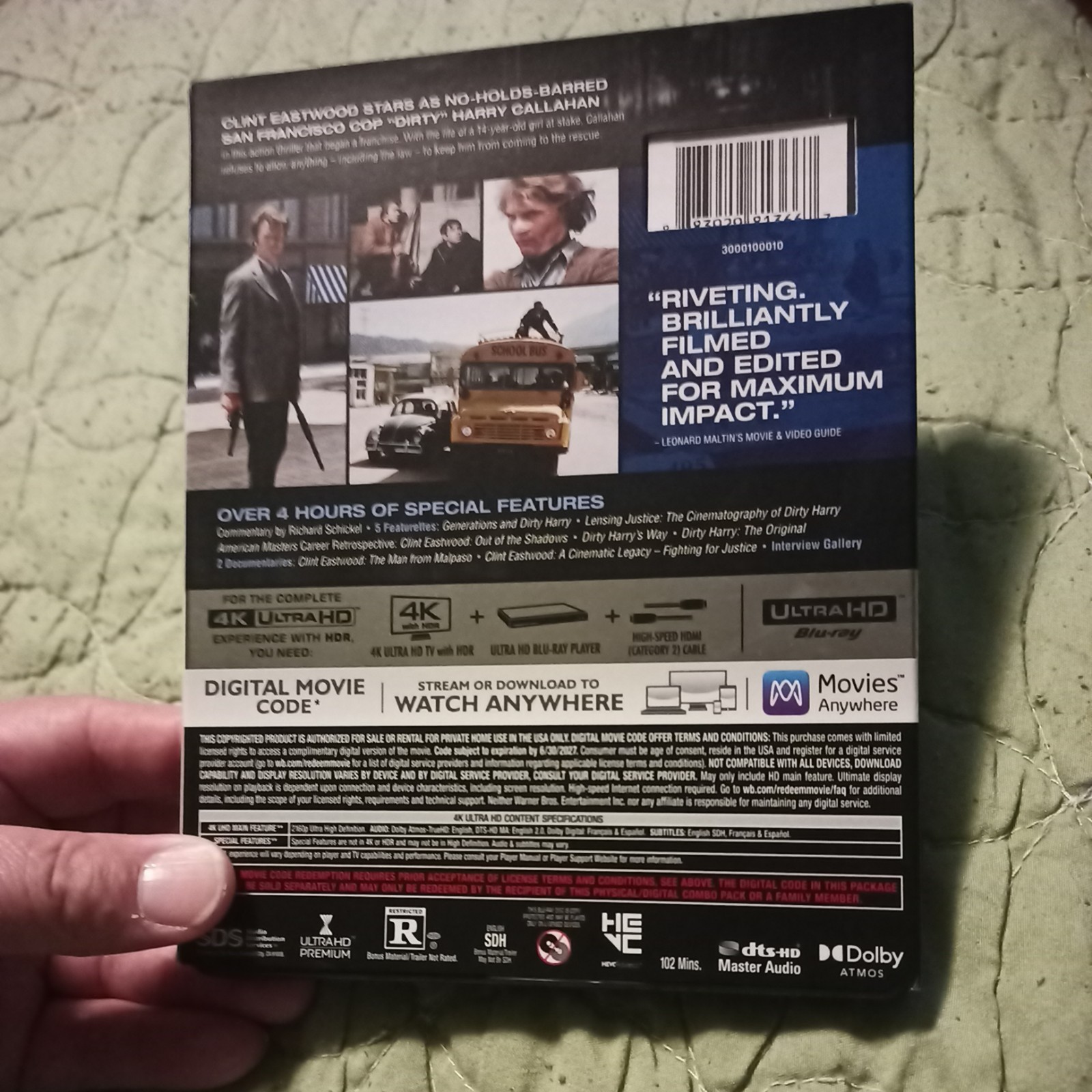 DIRTY HARRY 4K UHD Blu-ray W/ Slipcover