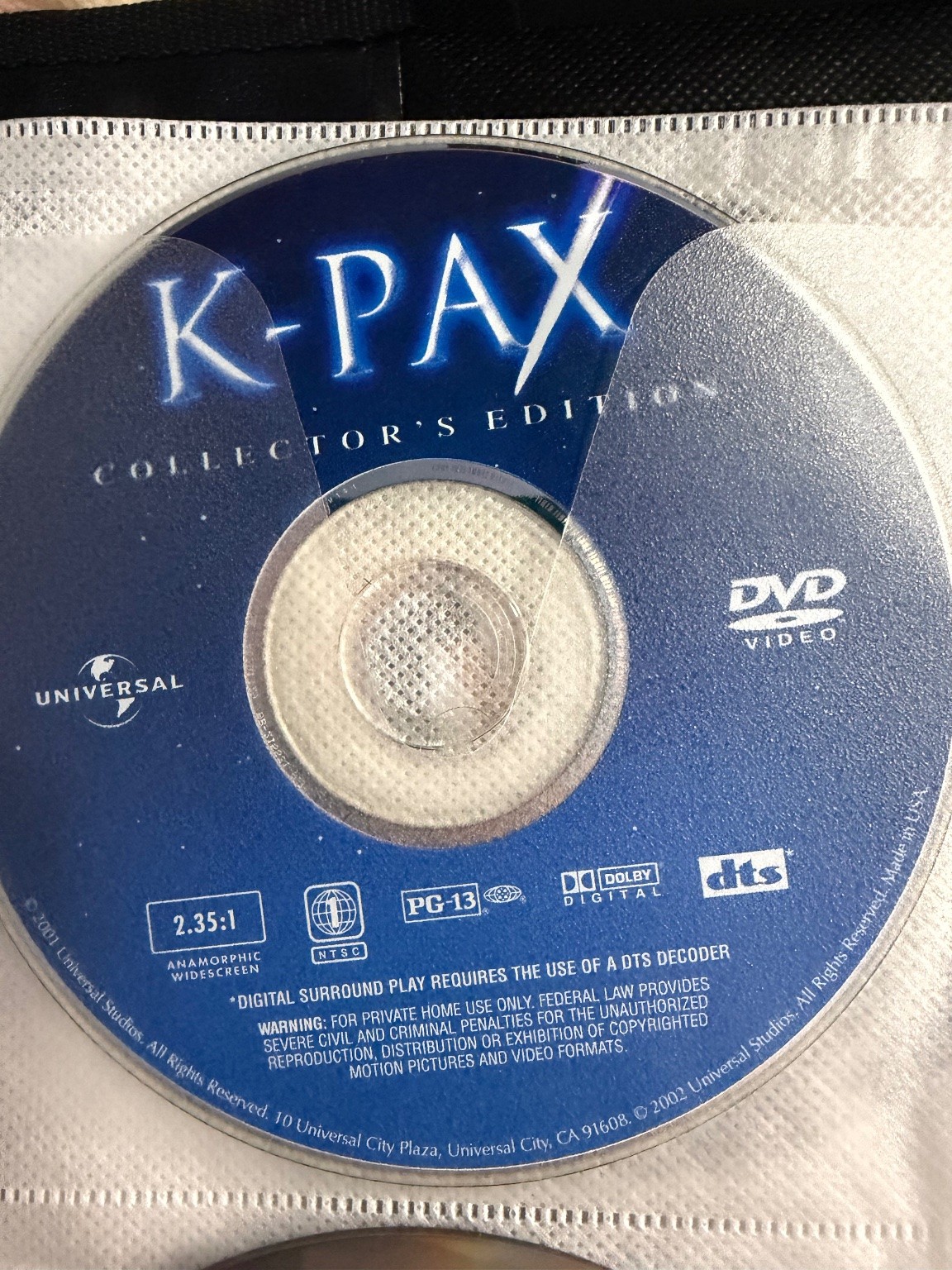 K-PAX DVD 2001 Collector’s Edition Kevin Spacey Jeff Bridges Widescreen NTSC