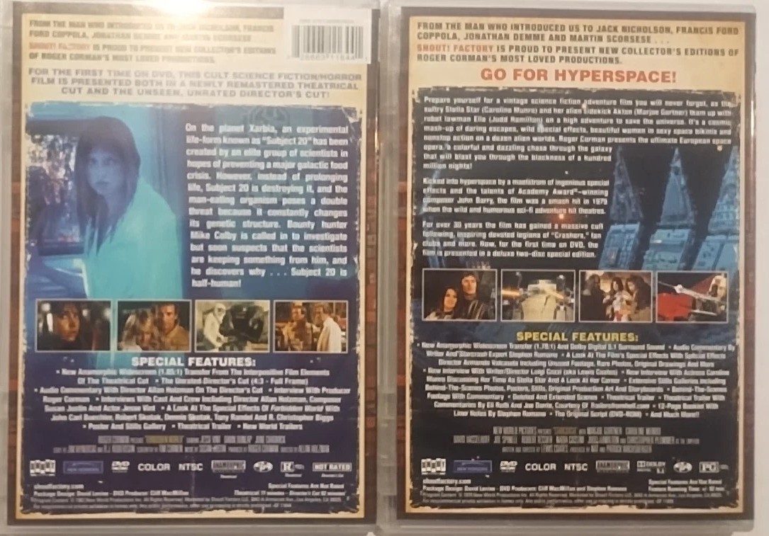 Forbidden World +Star Crash (Roger Cormens Cult Classic 2-Disc Sets) LikeNew f/s