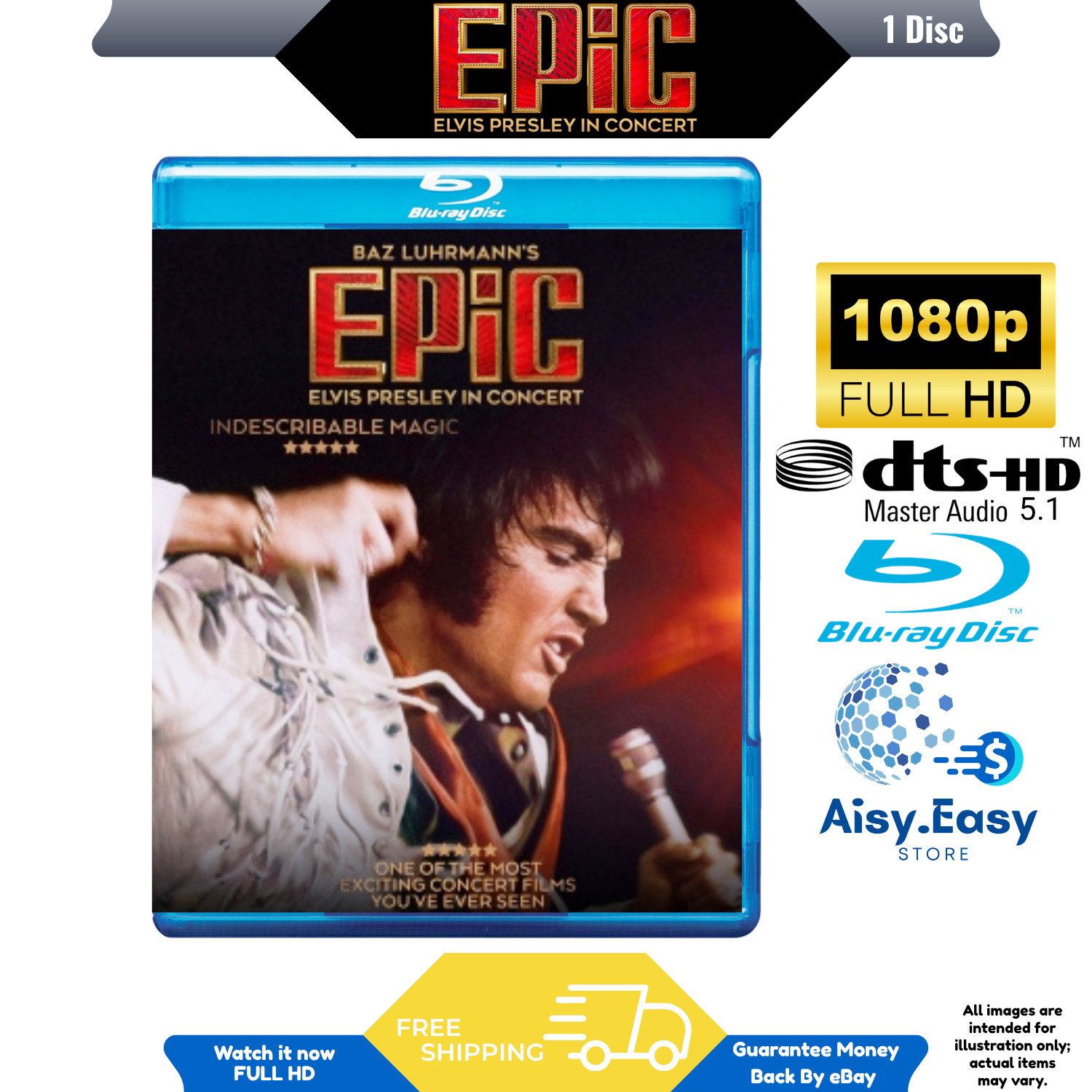 Epic: Elvis Presley in Concert Movie Documentary Music 2025 Region Free Blu Ray