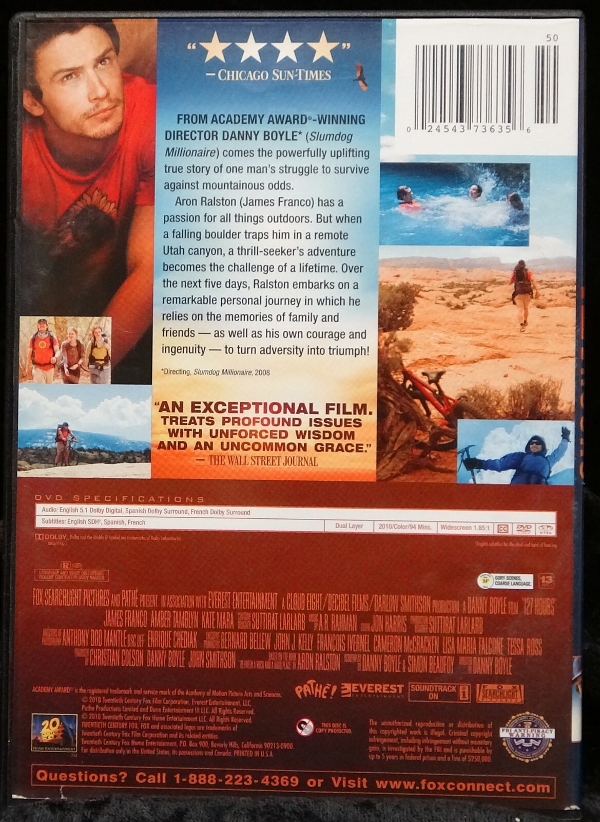 127 Hours 📀 James Franco Amber Tamblyn Kate Mara Clémence Poésy True Story DVD