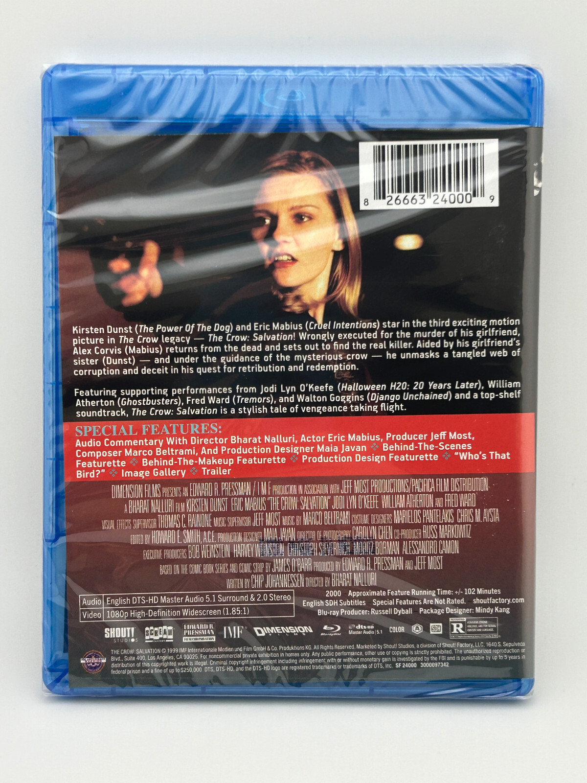 The Crow: Salvation (2000) Blu-ray Scream Factory Kirsten Dunst Eric Mabius NEW