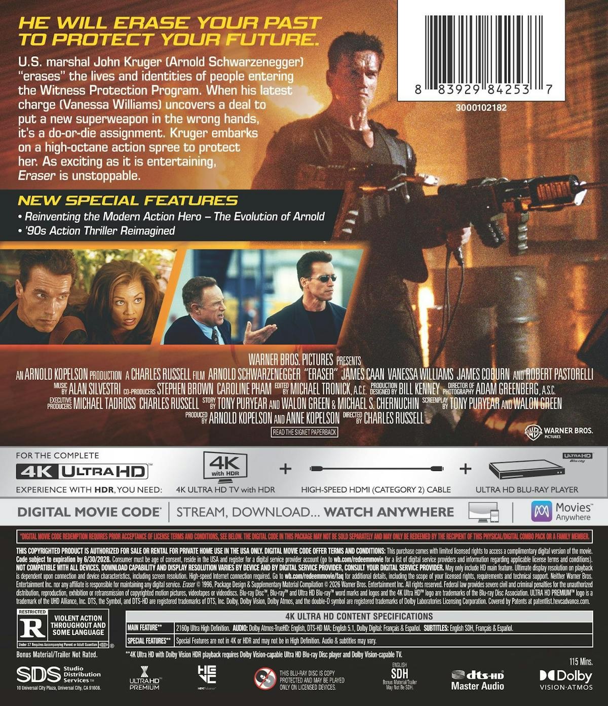 Eraser 4K UHD Blu-ray NEW