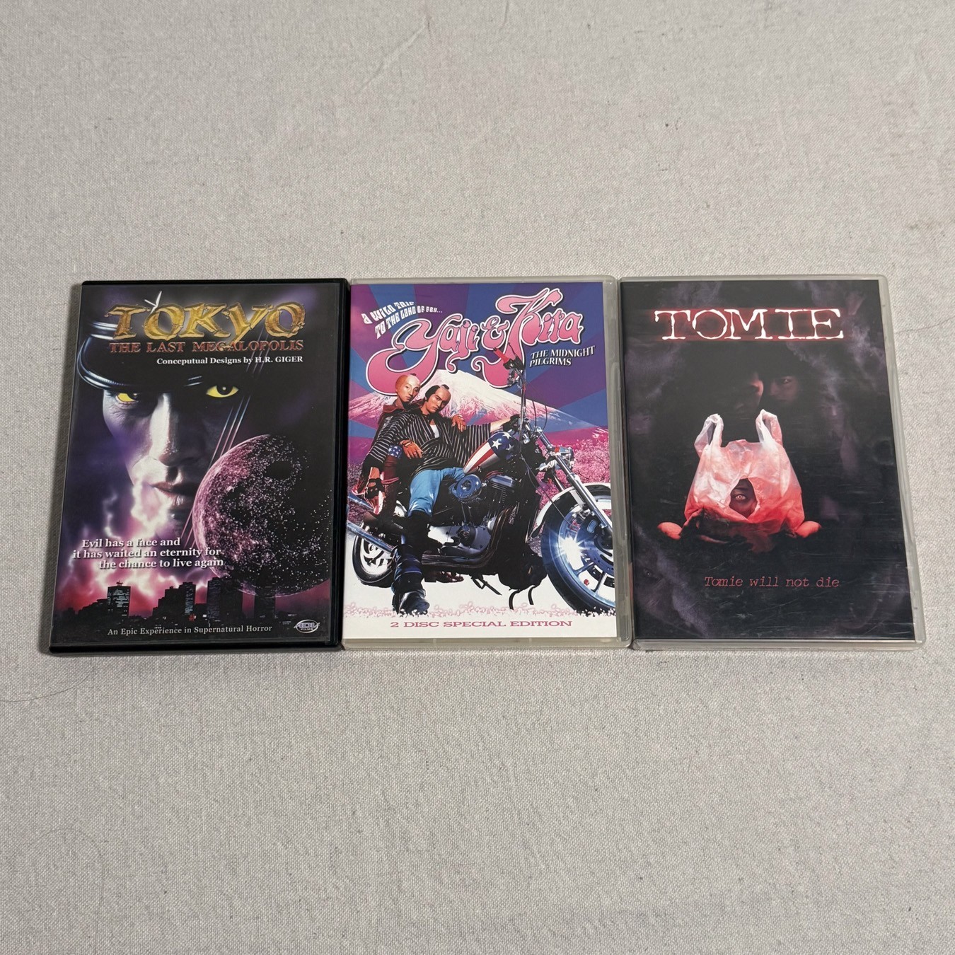 Lot of 3 Japanese Cinema DVDs Tomie Tokyo Last Megalopolis Yaji and Kita Indie