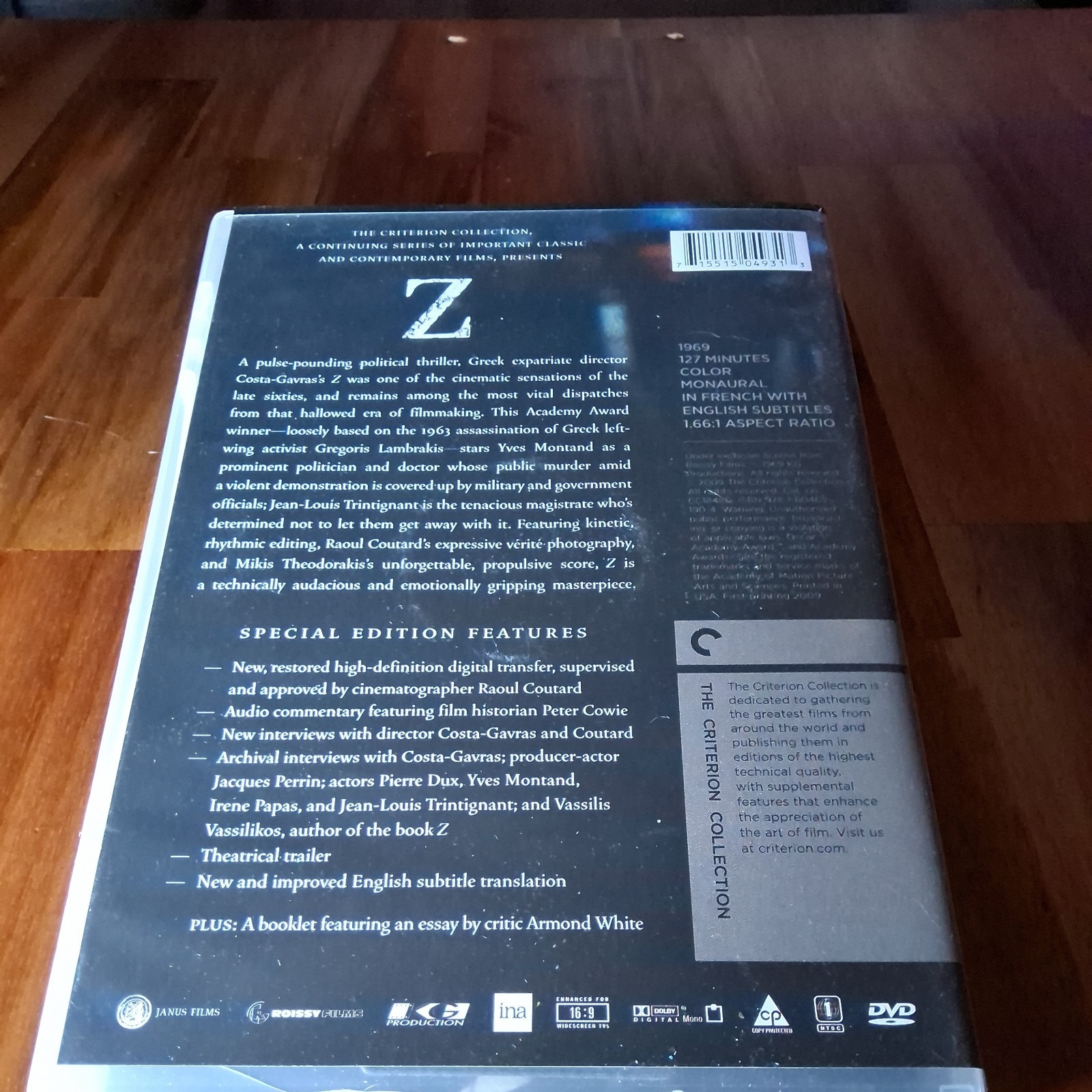 Z: A Film By Costa-Gavras (Criterion Collection) (DVD, 1969) W/ Booklet, Tested