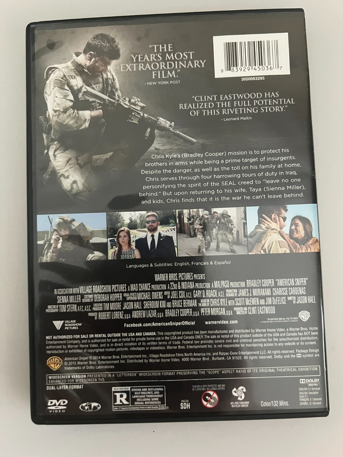 American Sniper – DVD, 2014 – Warner Bros & Village Roadshow Pictures