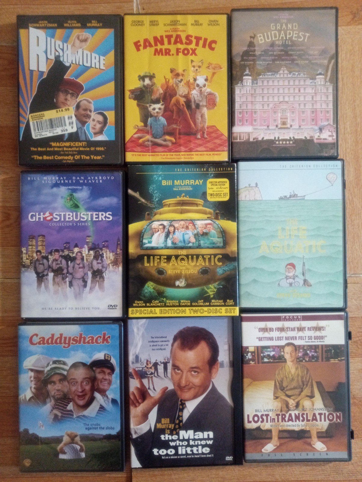 Wes Anderson Bill Muray Lot Life Aquatic Criterion Grand Budapest Hotel Rushmore